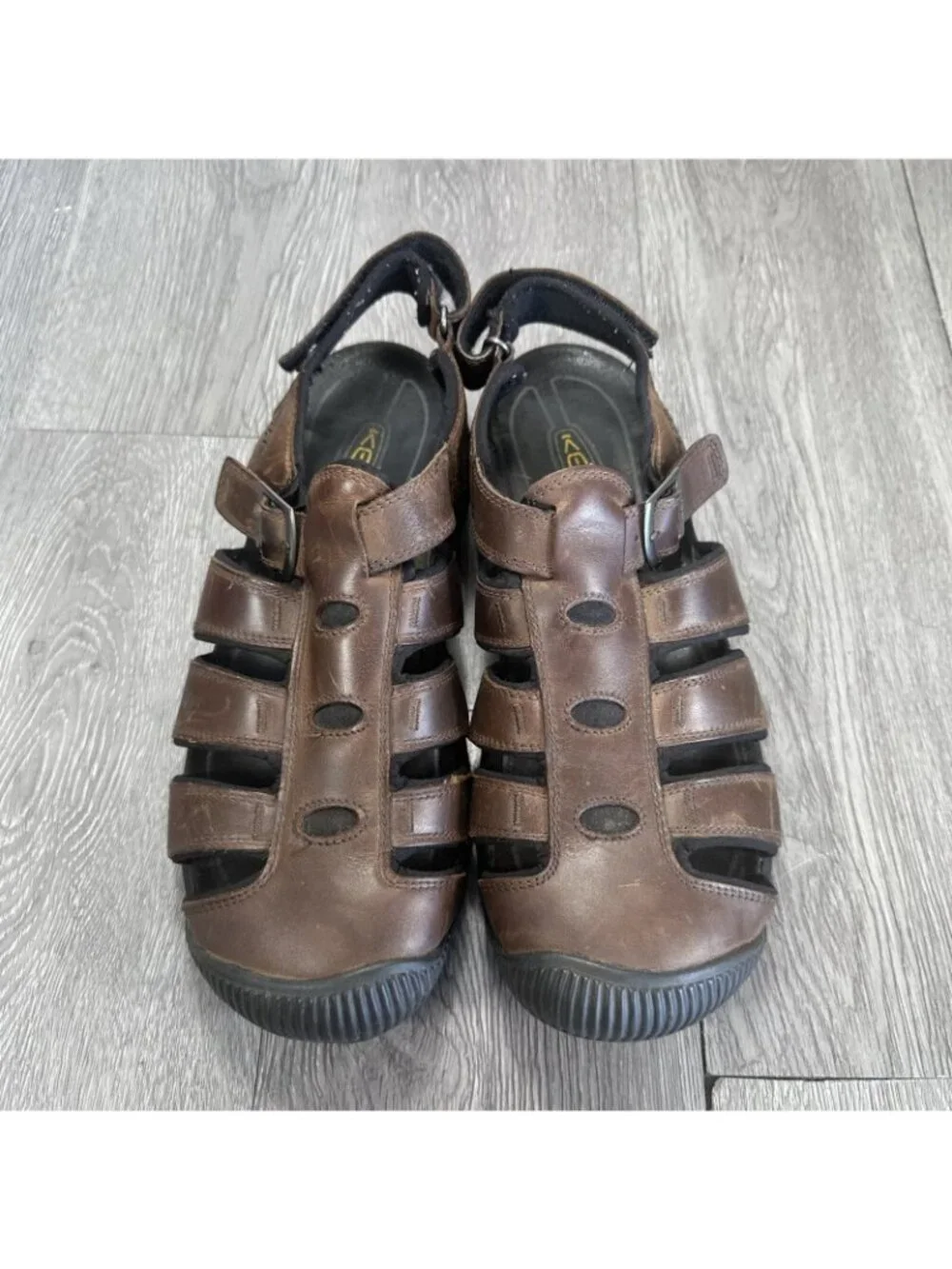 Keen Leather Sandals Mens Size 10 Brown Hiking Closed Toe Buckle Adjustable